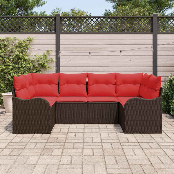 vidaXL Ensemble de Canapés avec coussin 6 pcs Marron Poly Rattan