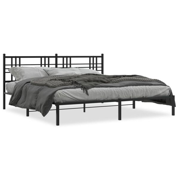 vidaXL Cadre de lit m&eacute;tal sans matelas avec t&ecirc;te de lit noir 193x203cm