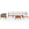 vidaXL Salon de jardin 7 pi&egrave;ces avec coussins, bois d'acacia cr&egrave;me et corde