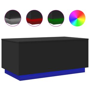 vidaXL Table basse avec lumi&egrave;res LED noir 90x50x40 cm