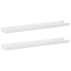 vidaXL &Eacute;tag&egrave;res murales 2 pcs Blanc brillant 60x9x3 cm