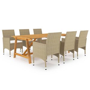 vidaXL Ensemble &agrave; manger de jardin 7 pcs Beige