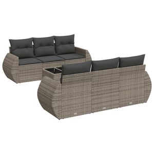 vidaXL Salon de jardin avec coussins 7 pcs gris r&eacute;sine tress&eacute;e