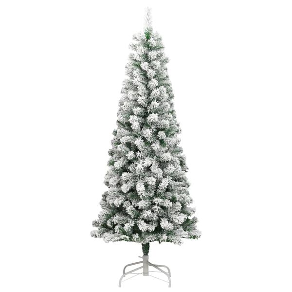 vidaXL Sapin de No&euml;l artificiel &agrave; charni&egrave;res avec neige floqu&eacute;e 210 cm
