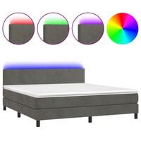 vidaXL Sommier à lattes de lit avec matelas et LED gris foncé velours