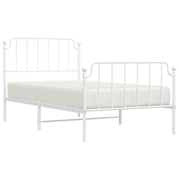 vidaXL Cadre de lit m&eacute;tal sans matelas et pied de lit blanc 100x190 cm