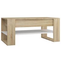 vidaXL Table basse blanc et chêne sonoma 102x55x45cm bois d'ingénierie