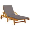 vidaXL Chaise longue avec coussin et table bois d'acacia massif