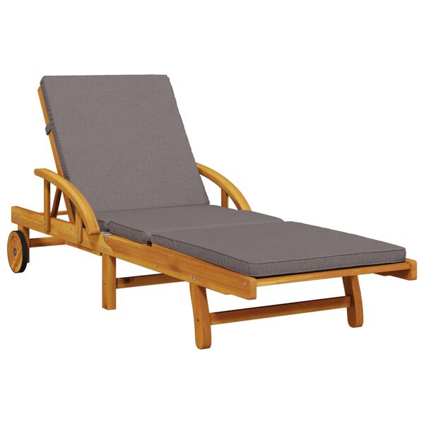 vidaXL Chaise longue avec coussin et table bois d'acacia massif