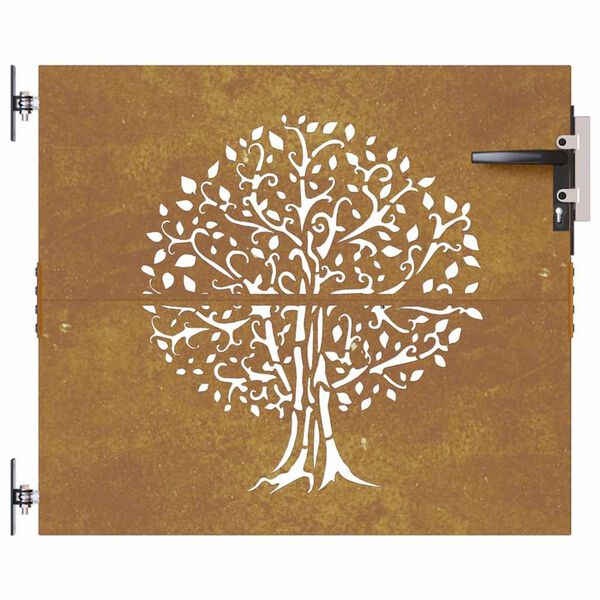 vidaXL Portail de jardin 85x75 cm acier corten conception d'arbre
