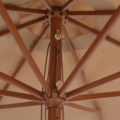 vidaXL Parasol d'extérieur avec mât en bois 350 cm Taupe