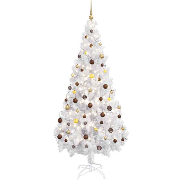 vidaXL Arbre de No&euml;l artificiel pr&eacute;-&eacute;clair&eacute;/boules 180 cm 620 branches
