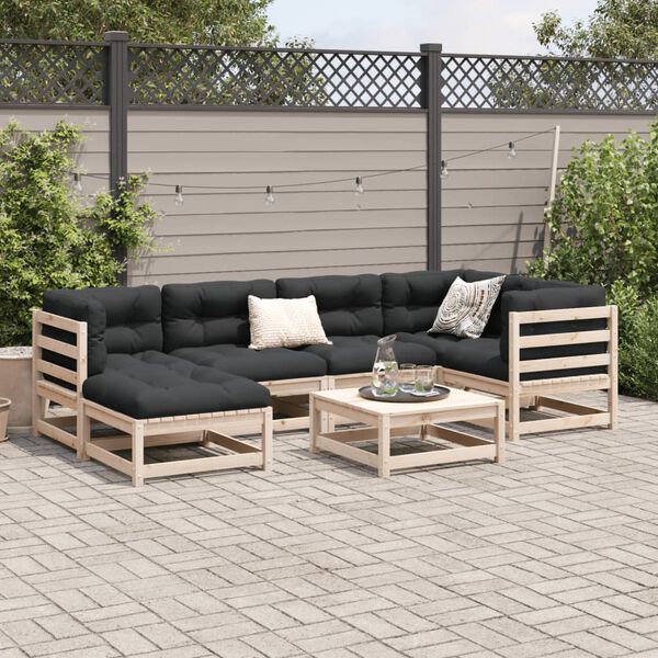 vidaXL Salon de jardin 7 pcs bois de pin massif