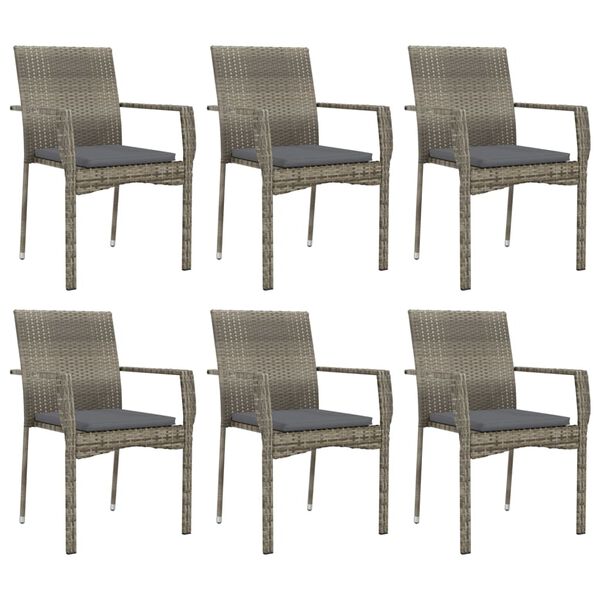vidaXL Ensemble &agrave; manger jardin et coussins 7 pcs gris rotin