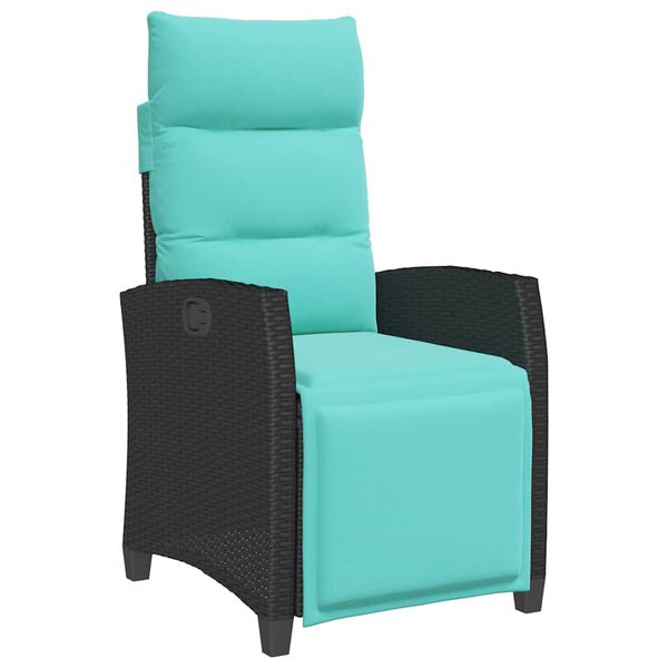 vidaXL Chaise de jardin inclinable avec table d'appoint noir polyrotin