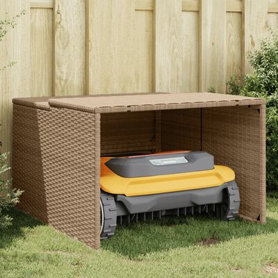 vidaXL Garage pour robot tondeuse beige 86x90x52/57 cm résine tressée