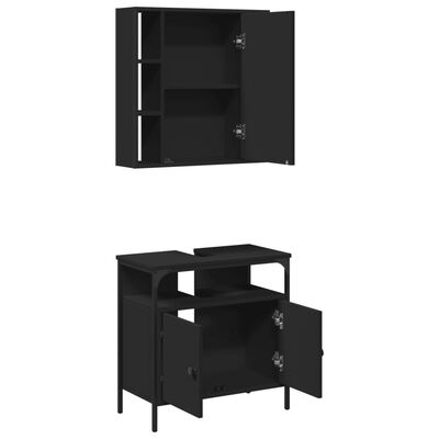 vidaXL Ensemble de meubles salle de bain 2 pcs noir bois d'ingénierie