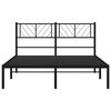 vidaXL Cadre de lit m&eacute;tal sans matelas avec t&ecirc;te de lit noir 135x190cm