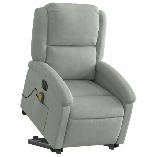 vidaXL Fauteuil inclinable de massage électrique gris clair velours