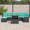 vidaXL Ensemble de canap&eacute; de jardin avec coussin 8 pcs Noir et bleu