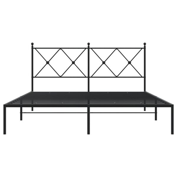 vidaXL Cadre de lit m&eacute;tal sans matelas avec t&ecirc;te de lit noir 150x200cm
