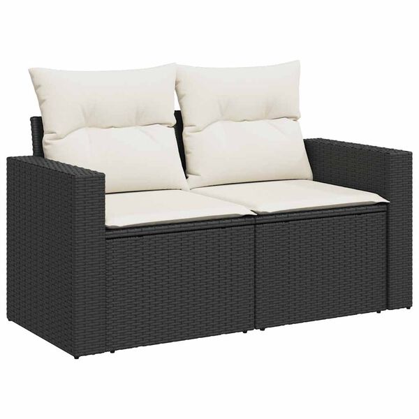 vidaXL Salon de jardin 5 pcs avec coussins noir r&eacute;sine tress&eacute;e