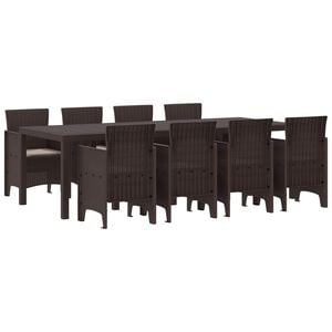 vidaXL Ensemble de salle &agrave; manger pour jardin 9 pcs Marron Rattan Polt