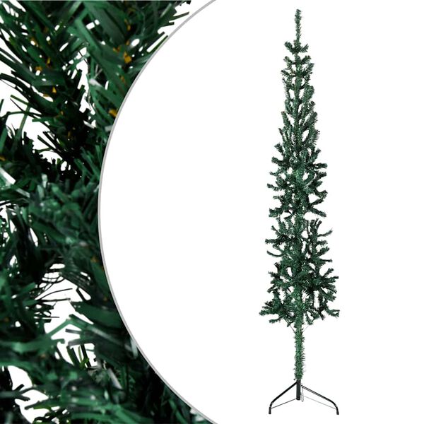 vidaXL Demi sapin de No&euml;l artificiel mince avec support Vert 150 cm