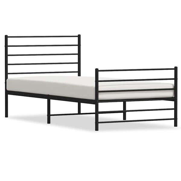 vidaXL Cadre de lit m&eacute;tal sans matelas et pied de lit noir 100x200 cm