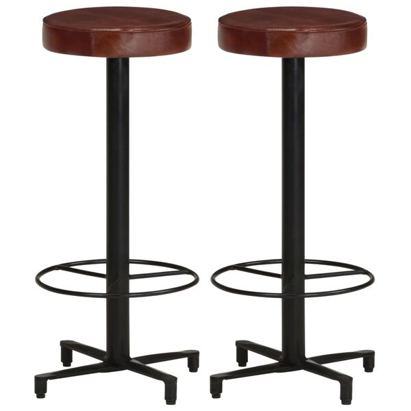 vidaXL Tabourets de bar lot de 2 76 cm cuir v&eacute;ritable