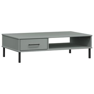 vidaXL Table basse avec pieds en métal Gris Bois pin massif OSLO
