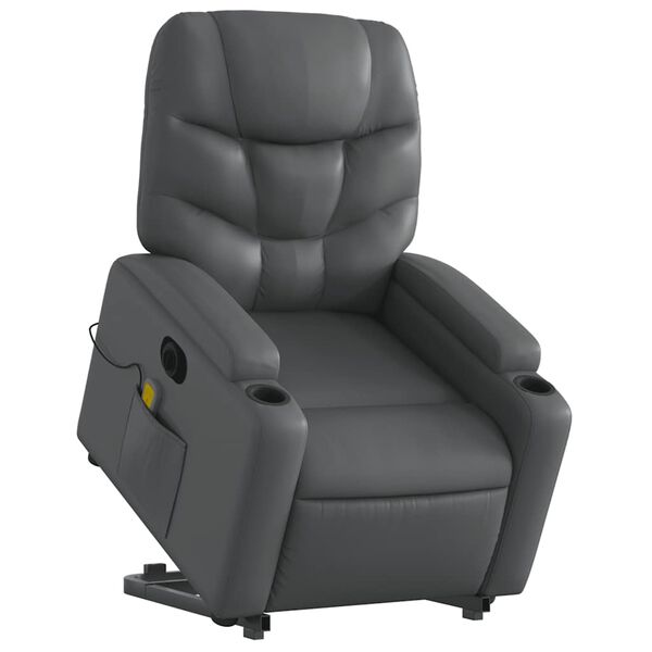 vidaXL Fauteuil inclinable de massage électrique gris similicuir