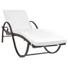 vidaXL Chaise longue avec coussin et table R&eacute;sine tress&eacute;e Marron
