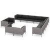 vidaXL Salon de jardin 13 pcs avec coussins R&eacute;sine tress&eacute;e Gris fonc&eacute;