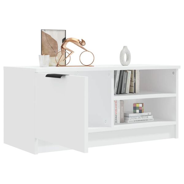 vidaXL Meuble TV Blanc 80x35x36,5 cm Bois d'ing&eacute;nierie