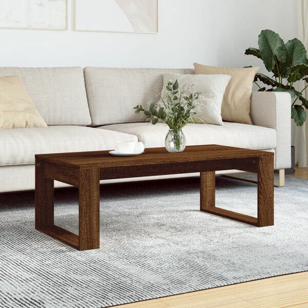 vidaXL Table basse ch&ecirc;ne marron 102x50x35 cm bois d'ing&eacute;nierie