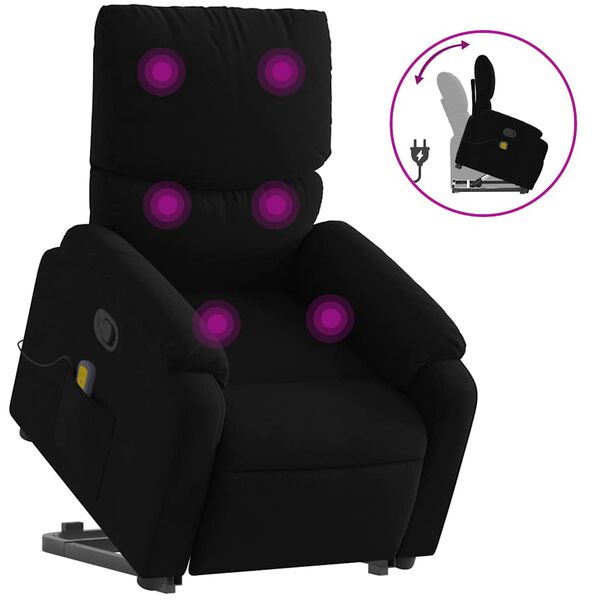 vidaXL Fauteuil inclinable de massage noir tissu