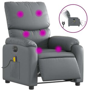 vidaXL Fauteuil inclinable de massage électrique gris similicuir