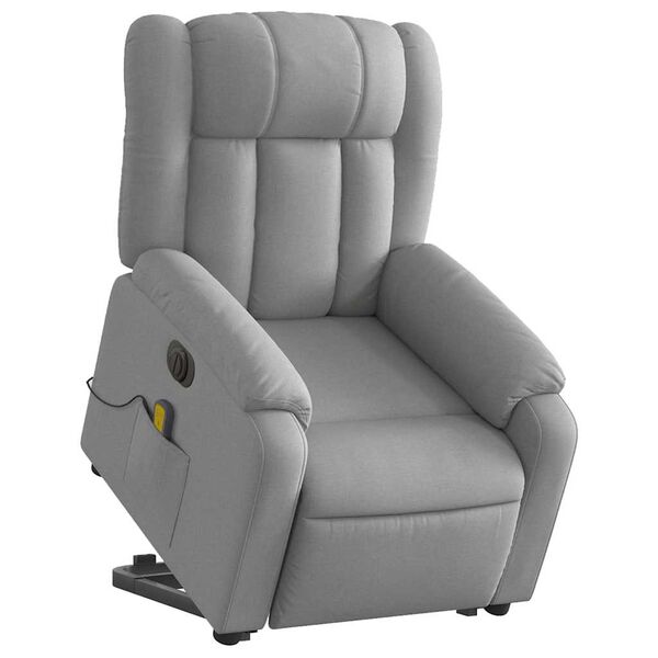 vidaXL Fauteuil inclinable de massage &eacute;lectrique gris clair tissu