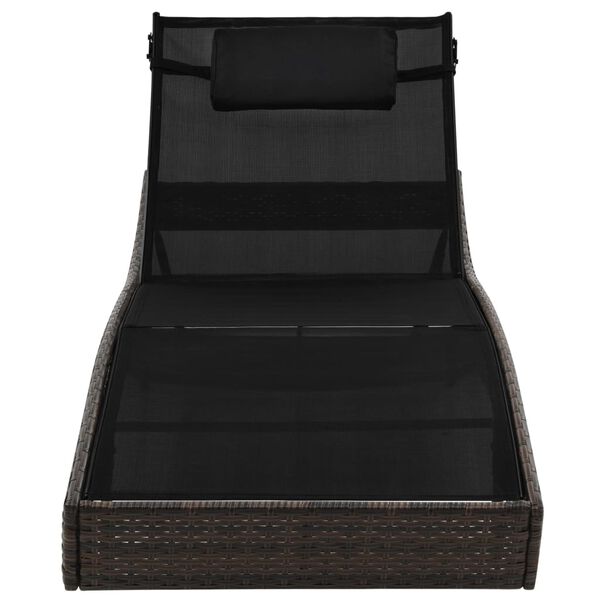 vidaXL Chaise longue avec oreiller R&eacute;sine tress&eacute;e Marron