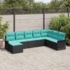 vidaXL Ensemble de canapé de jardin avec coussin 8 pcs Noir polyrotin