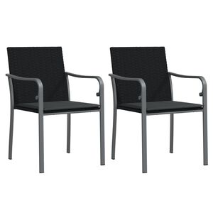 vidaXL Chaises de jardin avec coussins lot de 2 noir 56x59x84 cm rotin