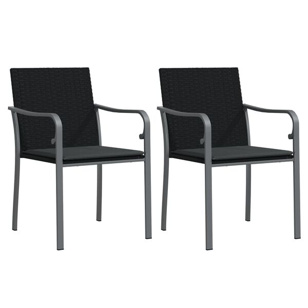 vidaXL Chaises de jardin avec coussins lot de 2 noir 56x59x84 cm rotin