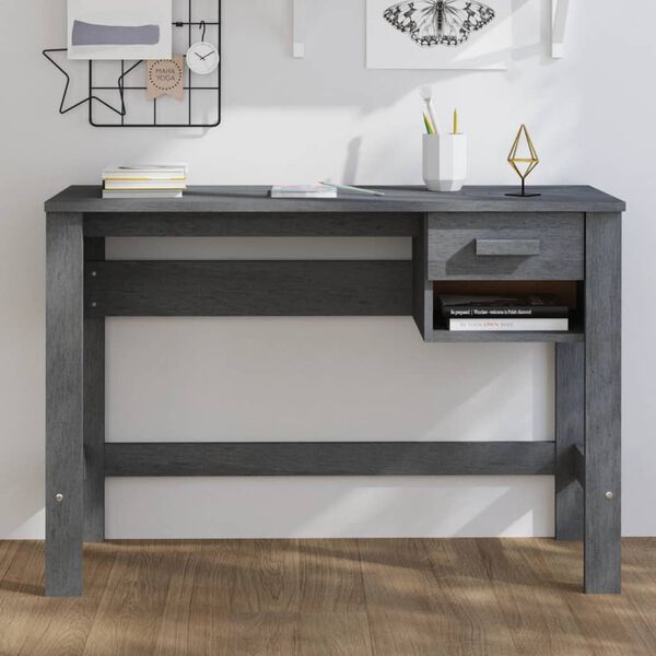 vidaXL Bureau HAMAR Gris fonc&eacute; 110x40x75 cm Bois massif de pin