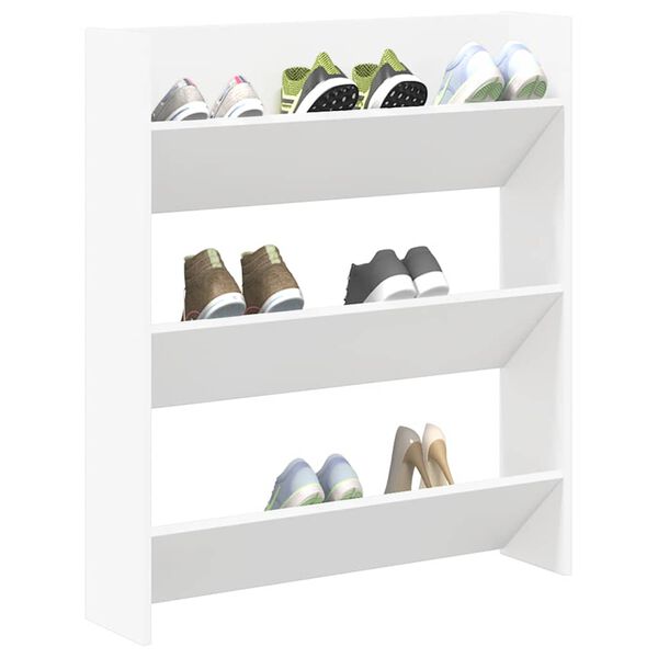 vidaXL Armoire &agrave; chaussures murale blanc 80x18x90 cm bois d'ing&eacute;nierie