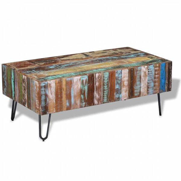vidaXL Table basse Bois massif de r&eacute;cup&eacute;ration 100x50x38 cm