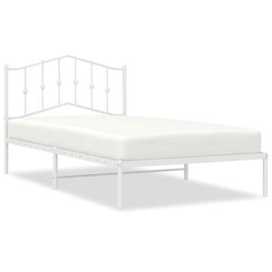 vidaXL Cadre de lit m&eacute;tal sans matelas et t&ecirc;te de lit blanc 100x200 cm