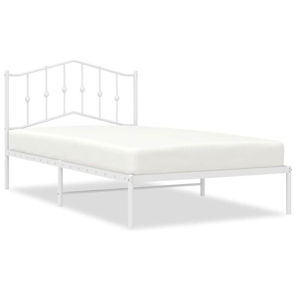 vidaXL Cadre de lit m&eacute;tal sans matelas et t&ecirc;te de lit blanc 100x200 cm