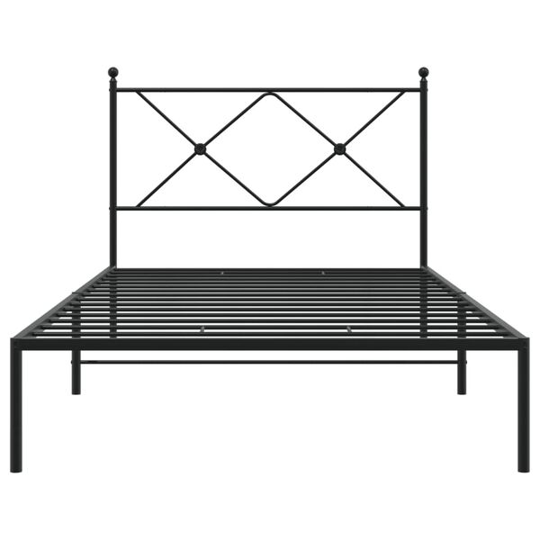 vidaXL Cadre de lit m&eacute;tal sans matelas avec t&ecirc;te de lit noir 100x200cm