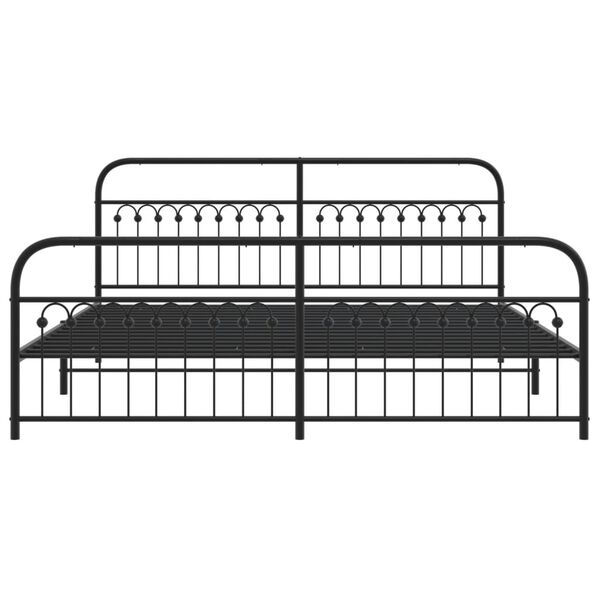 vidaXL Cadre de lit m&eacute;tal sans matelas avec pied de lit noir 193x203cm